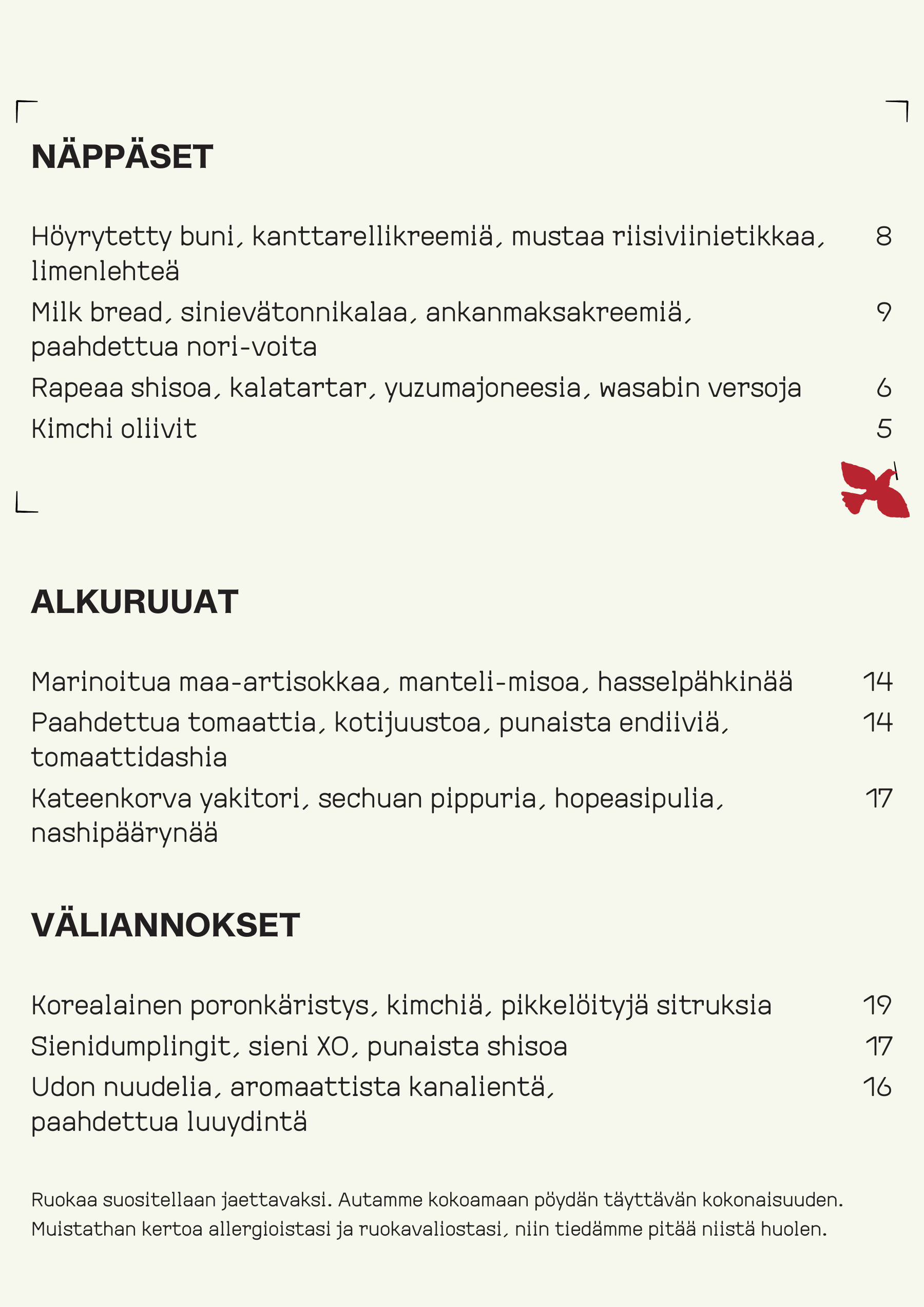 Ruokalista, sivu 1
